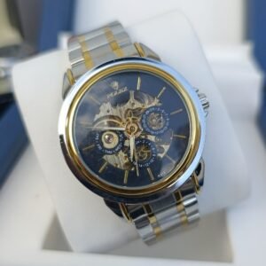 olex Skeleton Two-Tone Gold & Silver - Black Dial