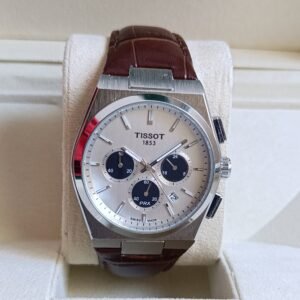 Tissot PRX Chronograph Brown Leather Panda Dial