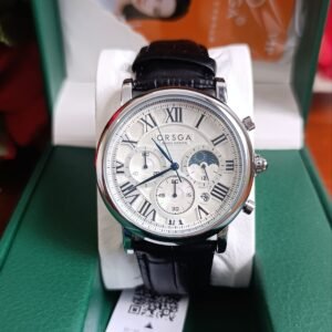 ORSGA Swiss Design Chronograph & Moonphase Black Leather