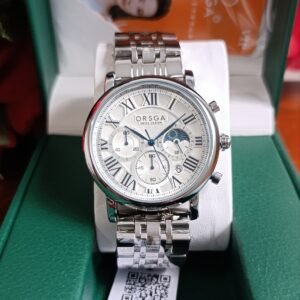 ORSGA Swiss Design Chronograph & Full Silver Steel Bracelet