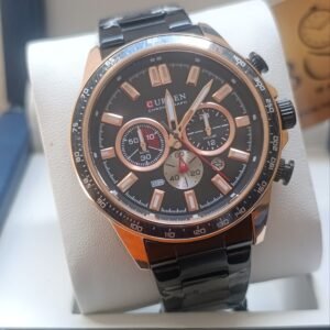 Curren Chronograph - تصميم رياضي (أسود وذهبي وردي)