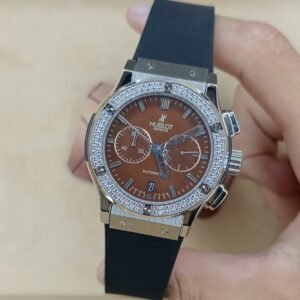 Hublot Classic Fusion Chronograph Diamond Bezel Steel & Brown Dial